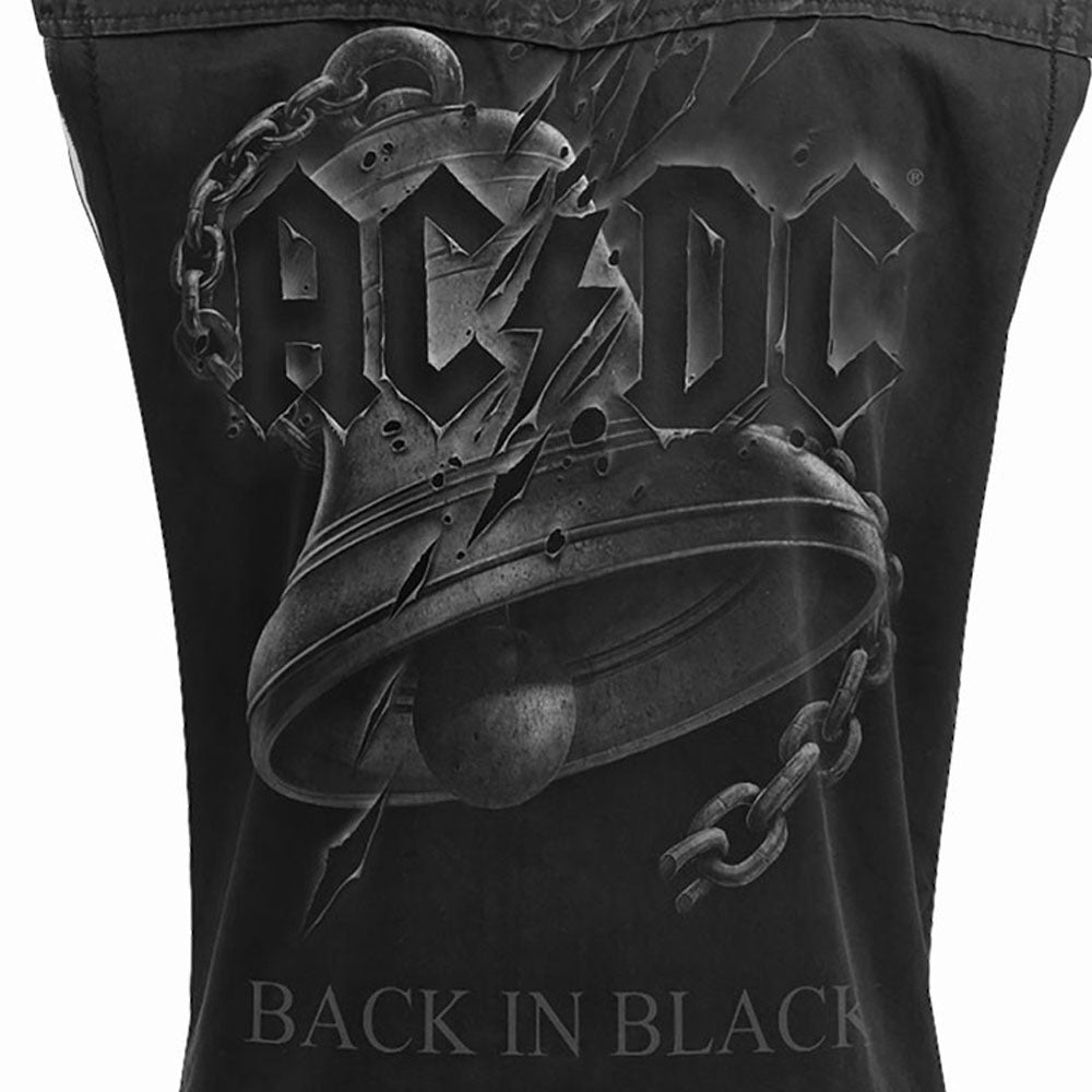 AC/DC エーシーディーシー (来日 45周年 ) - Back In Black Torn / Stone Wash / バックプリントあり / ノースリーブ・ワーカーシャツ / トップス / メンズ