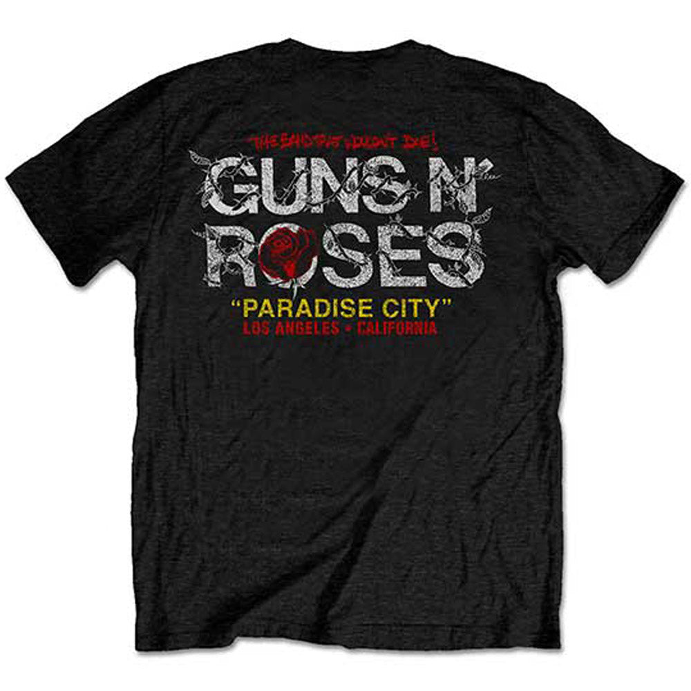 
                  
                    GUNS N ROSES ガンズアンドローゼズ (結成 40周年 ) - Rose Circle Paradise City / バックプリントあり / Tシャツ / メンズ
                  
                