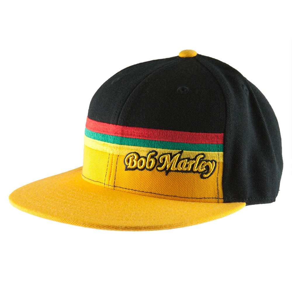 BOB MARLEY - (生誕 80年 ) - Yellow Rasta Stripe Fitted Cap / 限定