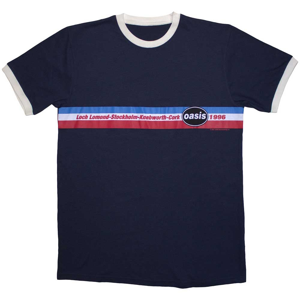 OASIS - (10月 来日 記念 ) - 1996 Tour Horizontal Stripes Ringer