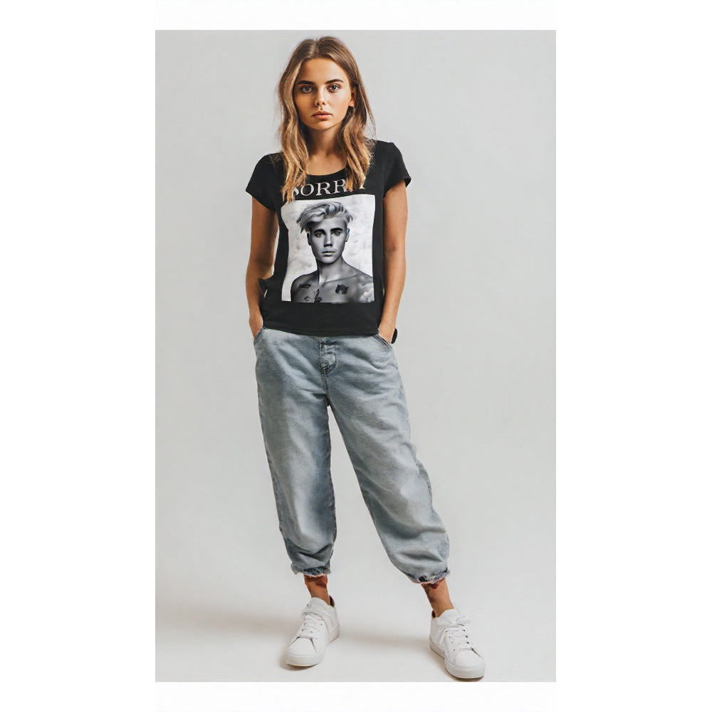 
                  
                    JUSTIN BIEBER ジャスティンビーバー (新譜 発売 ) - SORRY / Amplified（ ブランド ） / レア / Tシャツ / レディース
                  
                