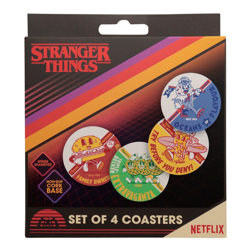 STRANGER THINGS - (シーズン5 2025年配信決定 ) - Metal Coasters / 4枚セット / 人気フードモチーフ
