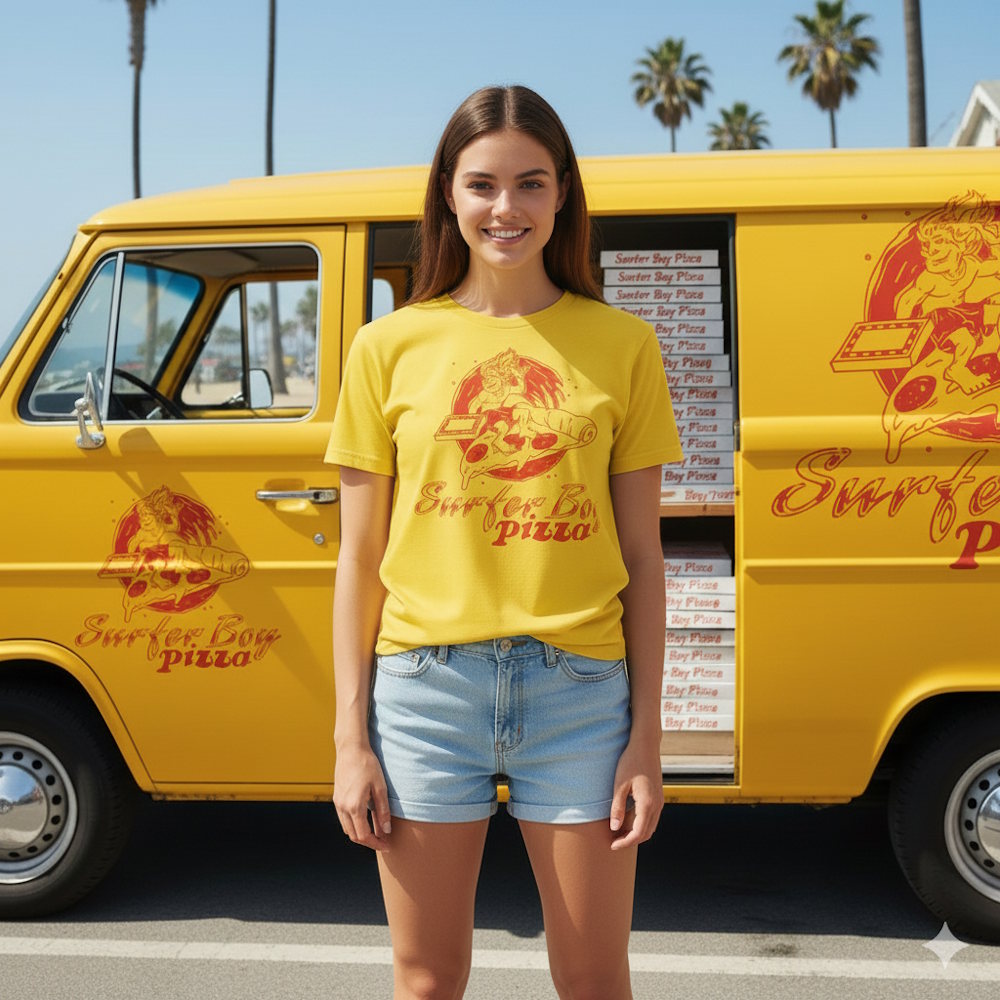 
                  
                    STRANGER THINGS ストレンジャー・シングス (アニメシリーズ 4月23日 配信開始 ) - SURFER BOY PIZZA / バックプリントあり / Tシャツ / メンズ
                  
                