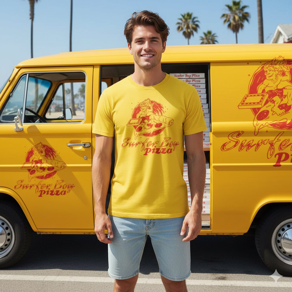 
                  
                    STRANGER THINGS ストレンジャー・シングス (アニメシリーズ 4月23日 配信開始 ) - SURFER BOY PIZZA / バックプリントあり / Tシャツ / メンズ
                  
                