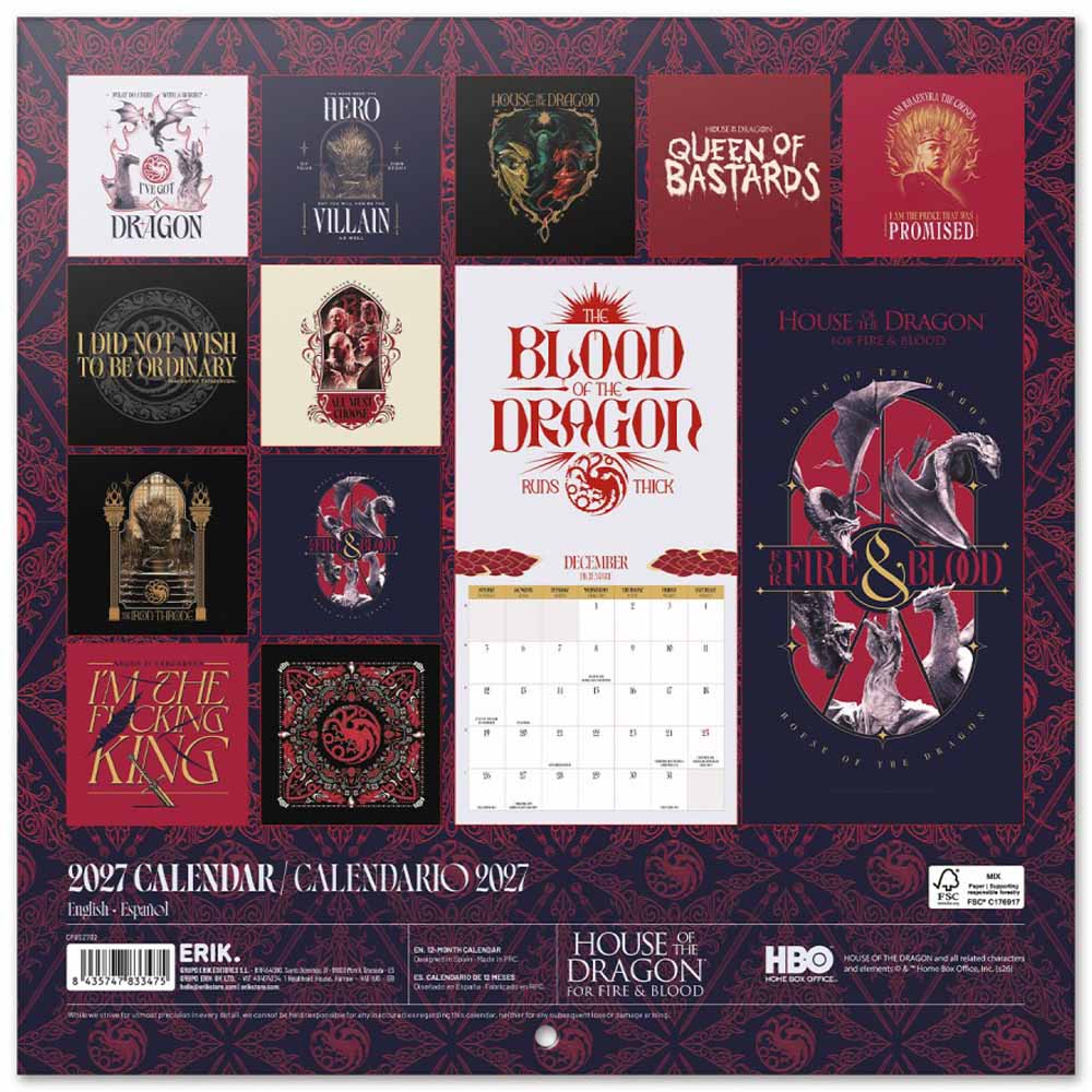 
                  
                    【予約商品】 HOUSE OF THE DRAGON ハウスオブザドラゴン - Season 3 2027 Calendar (US Version) / 壁掛け / カレンダー・ダイアリー
                  
                