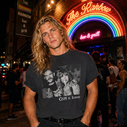 【予約商品】 OZZY OSBOURNE オジーオズボーン - OZZY AND LEMMY HELLRAISERS / 限定カラー / チャコール / Tシャツ / メンズ