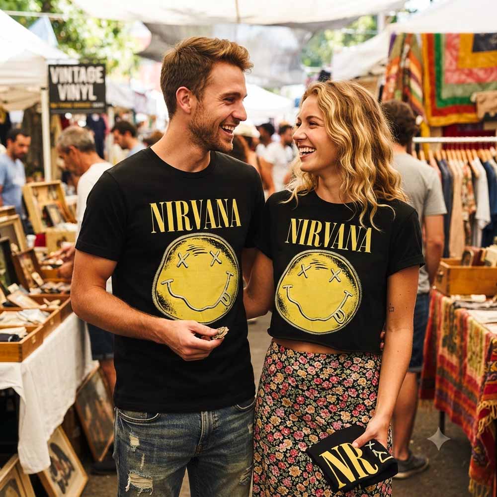 
                  
                    NIRVANA ニルヴァーナ (Nevermind 35周年 ) - Happy Face Infill Distressed / Premium Carbon / Tシャツ / メンズ
                  
                