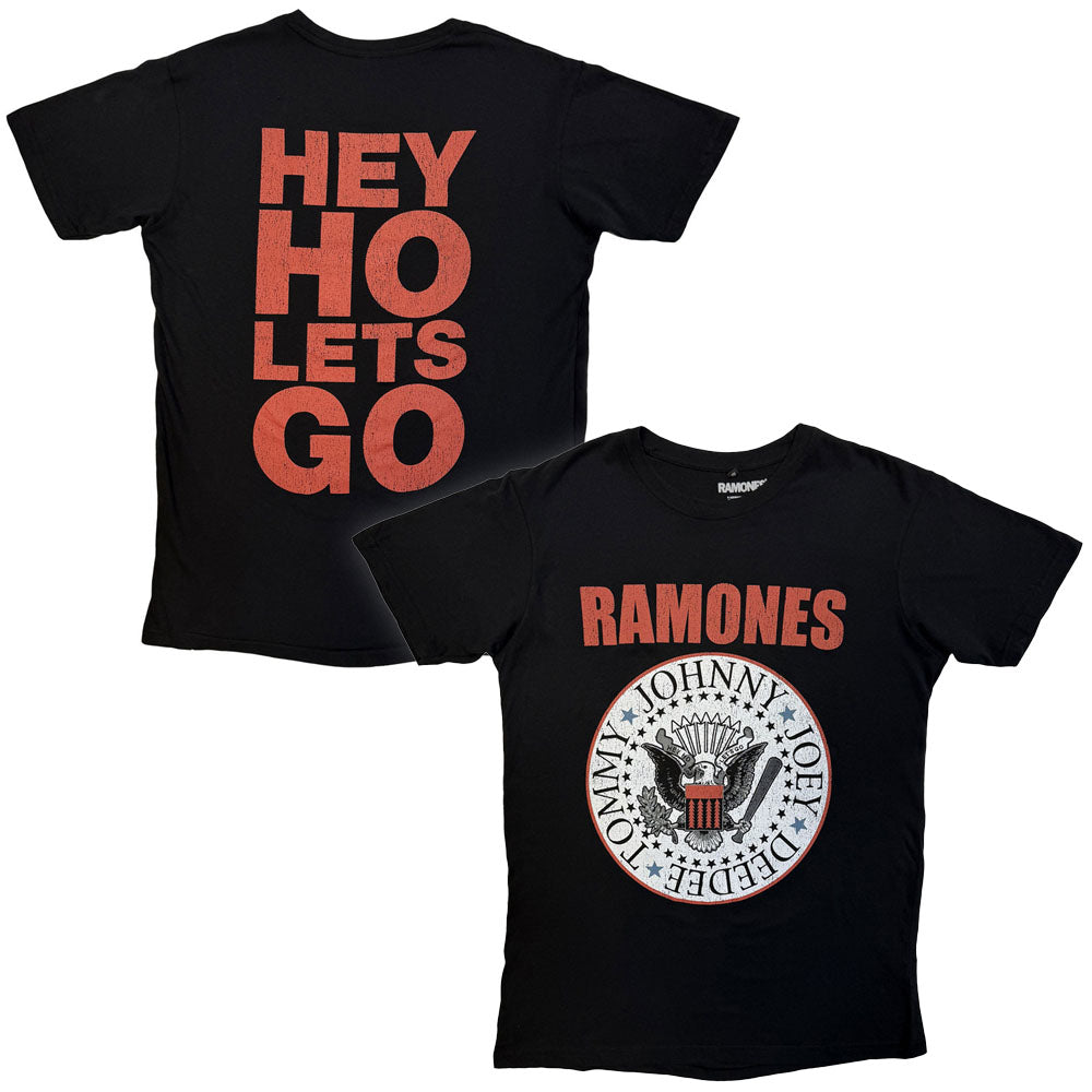 RAMONES - (デビュー 50周年 ) - Hey Ho Red Block Text / バックプリントあり / カーボンソフト加工