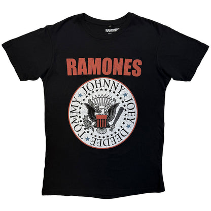 【予約商品】 RAMONES ラモーンズ (デビュー 50周年 ) - Hey Ho Red Block Text / バックプリントあり / カーボンソフト加工 / Tシャツ / メンズ