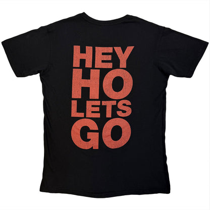 【予約商品】 RAMONES ラモーンズ (デビュー 50周年 ) - Hey Ho Red Block Text / バックプリントあり / カーボンソフト加工 / Tシャツ / メンズ