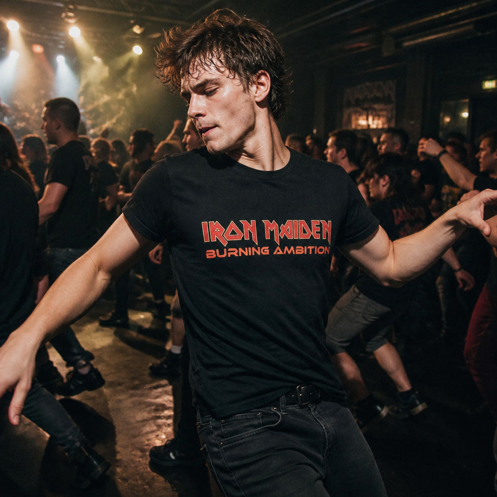 
                  
                    IRON MAIDEN アイアンメイデン (11月 来日 記念 ) - Burning Ambition Text Logo / バックプリントあり / Tシャツ / メンズ
                  
                
