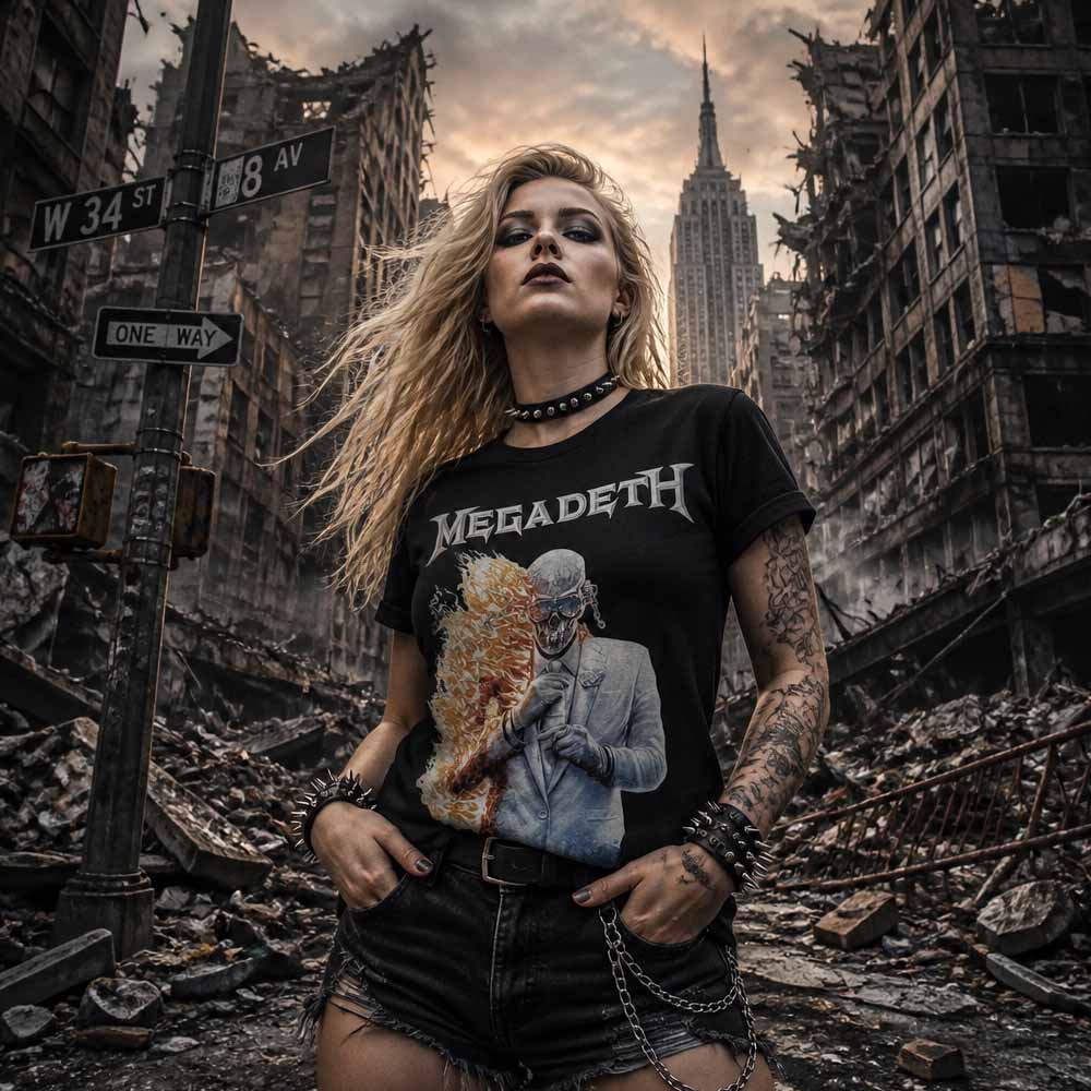 
                  
                    MEGADETH メガデス - White Album Vic Flame / バックプリントあり / Tシャツ / メンズ
                  
                