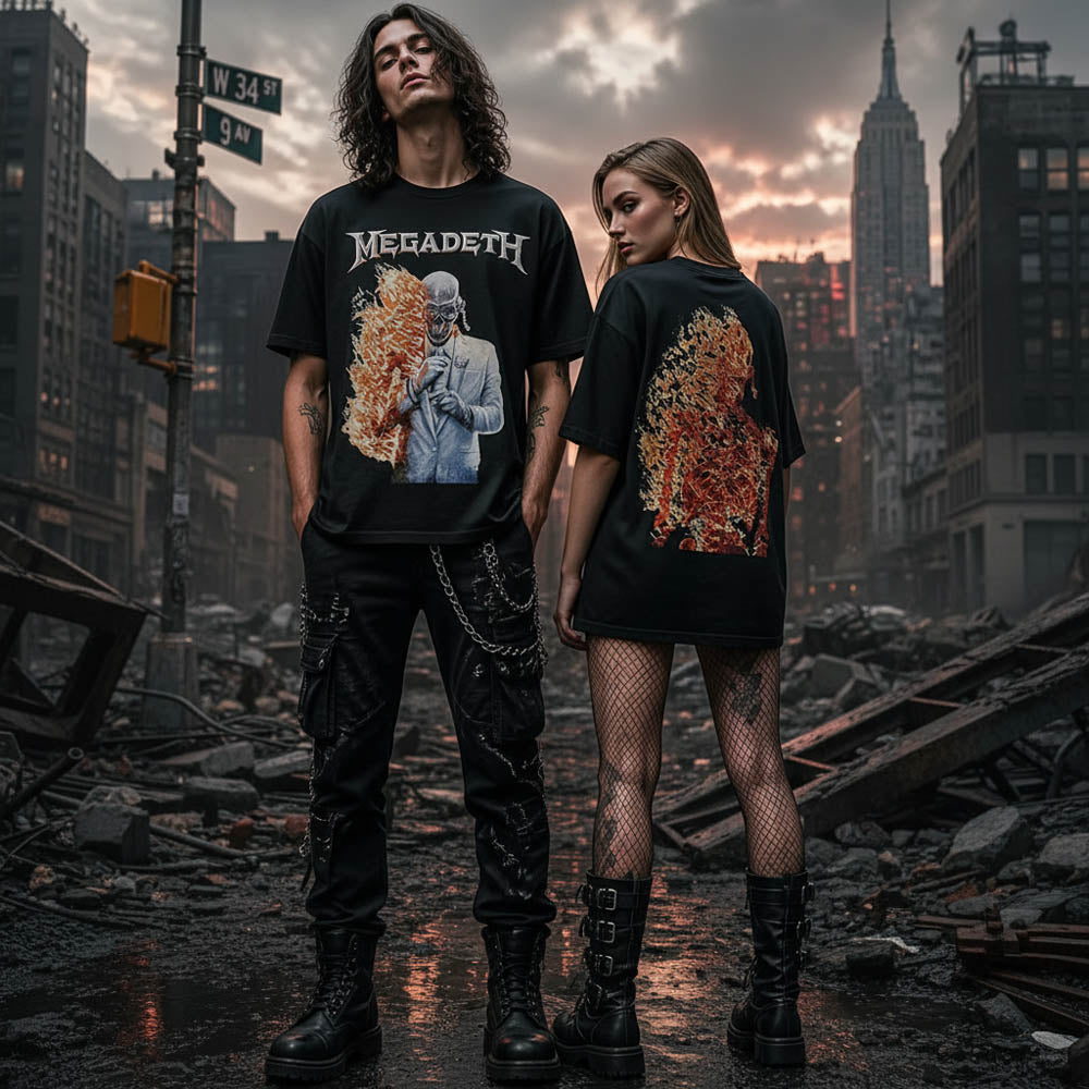 
                  
                    MEGADETH メガデス - White Album Vic Flame / バックプリントあり / Tシャツ / メンズ
                  
                