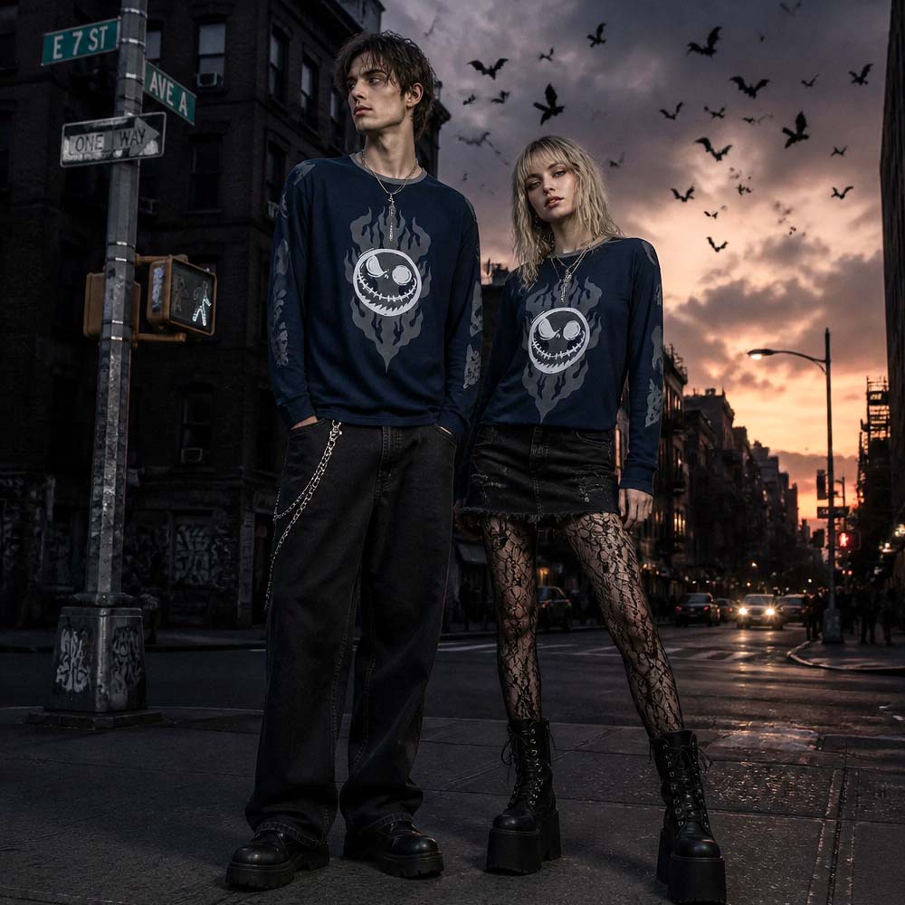
                  
                    NIGHTMARE BEFORE CHRISTMAS ナイトメアー・ビフォア・クリスマス - Flaming Jack / Embellished / 長袖 / Tシャツ / メンズ
                  
                